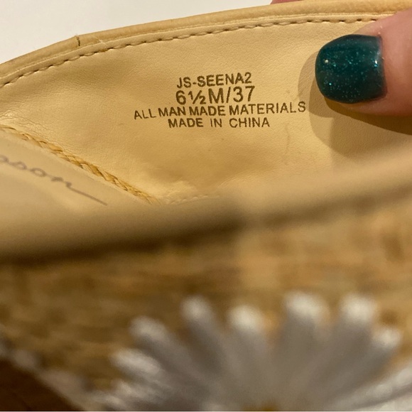 Jessica Simpson Seena Embroidered Daisy Raffia Women’s Wedge Sandals Sz 6.5 EUC - Picture 11 of 12